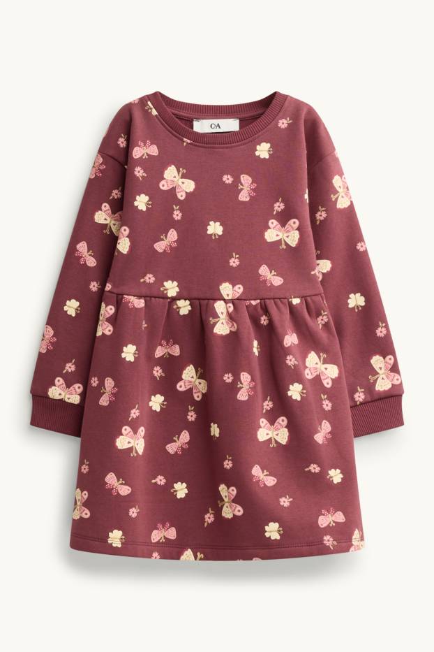 Children Girls - Butterfly - sweatshirt dress - bordeaux