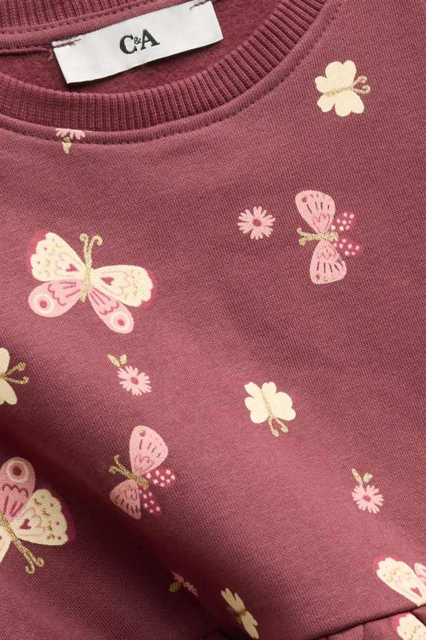 Children Girls - Butterfly - sweatshirt dress - bordeaux