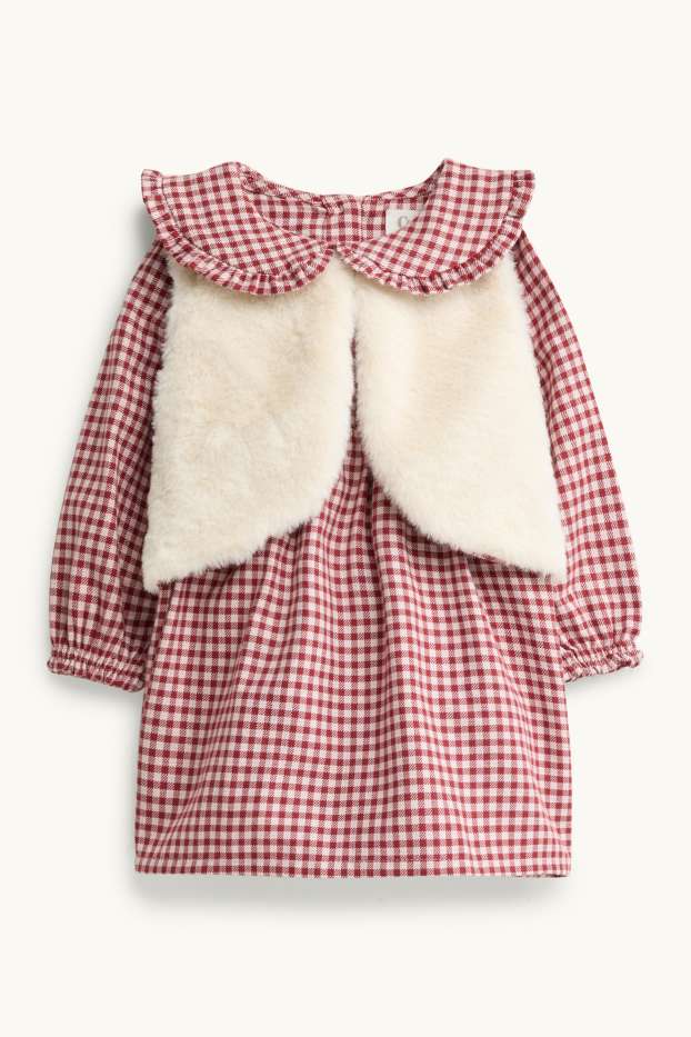 Baby Girls - Baby outfit - shiny - 2 piece - check - red / white