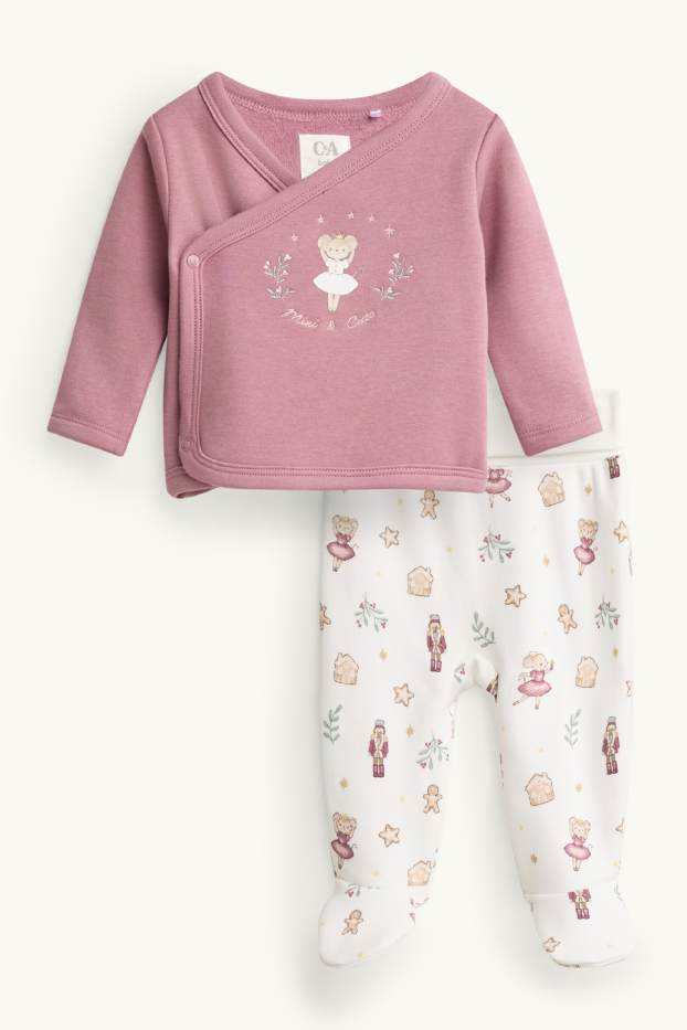 Baby Girls - Ballerina - newborn Christmas outfit - plush-lined - white / rose