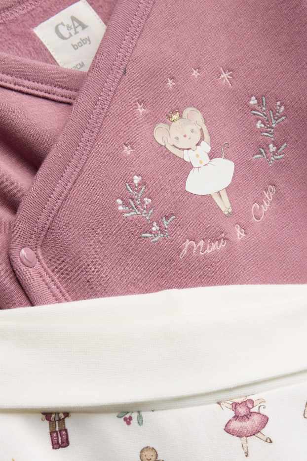 Baby Girls - Ballerina - newborn Christmas outfit - plush-lined - white / rose