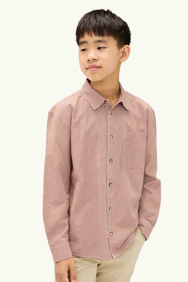 Children Boys - Shirt - check - red / white