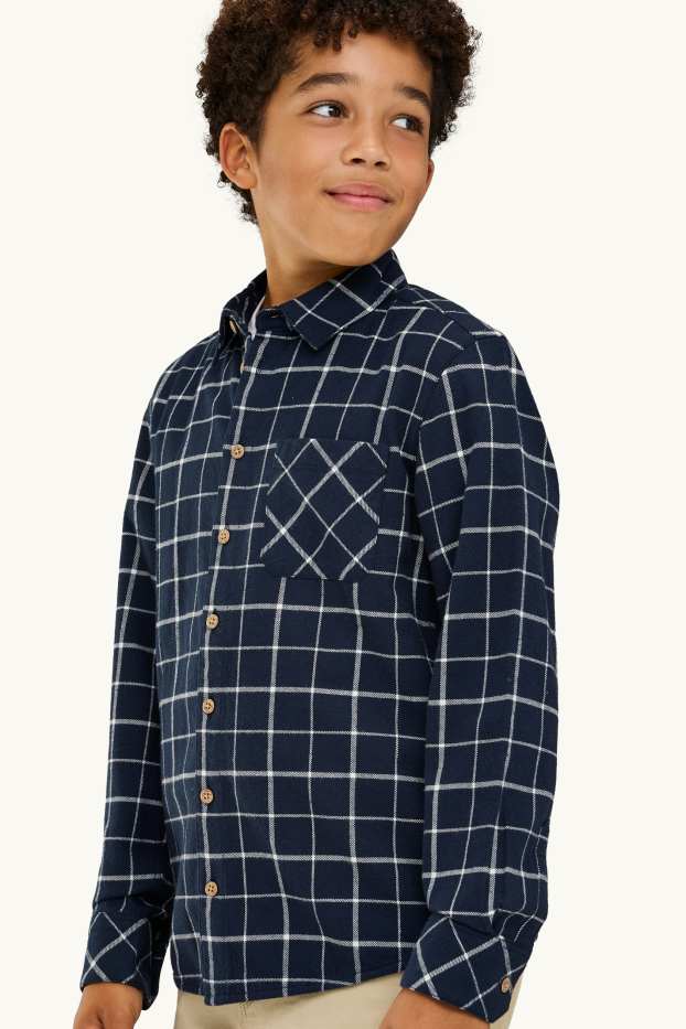 Children Boys - Shirt - check - dark blue / white