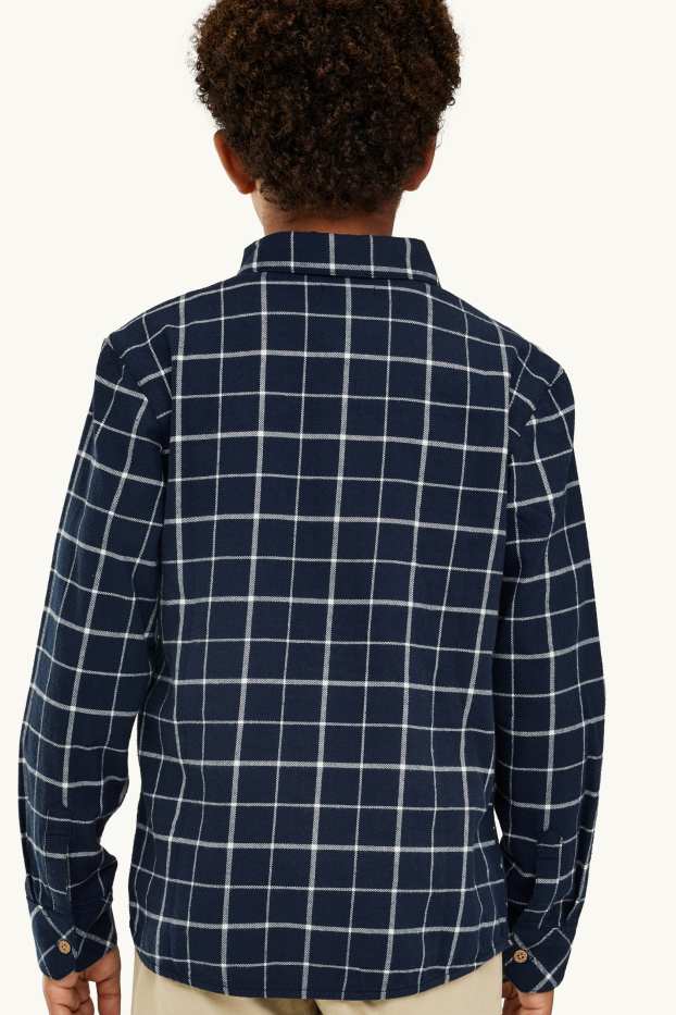 Children Boys - Shirt - check - dark blue / white