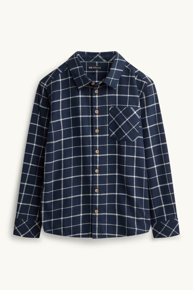 Children Boys - Shirt - check - dark blue / white