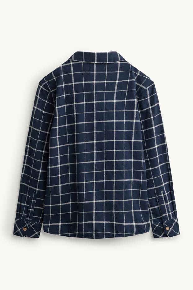 Children Boys - Shirt - check - dark blue / white