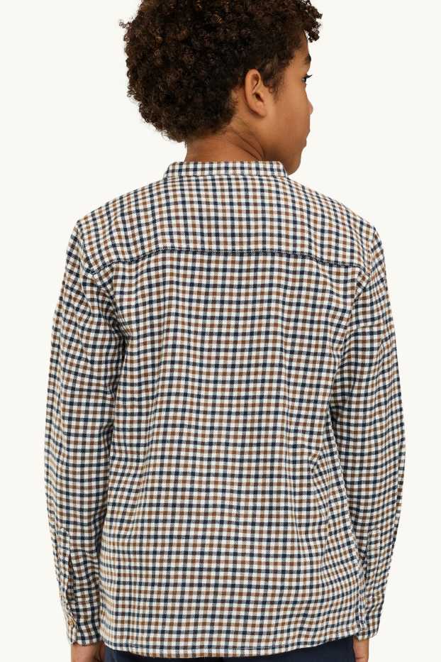 Children Boys - Shirt - check - brown / dark blue