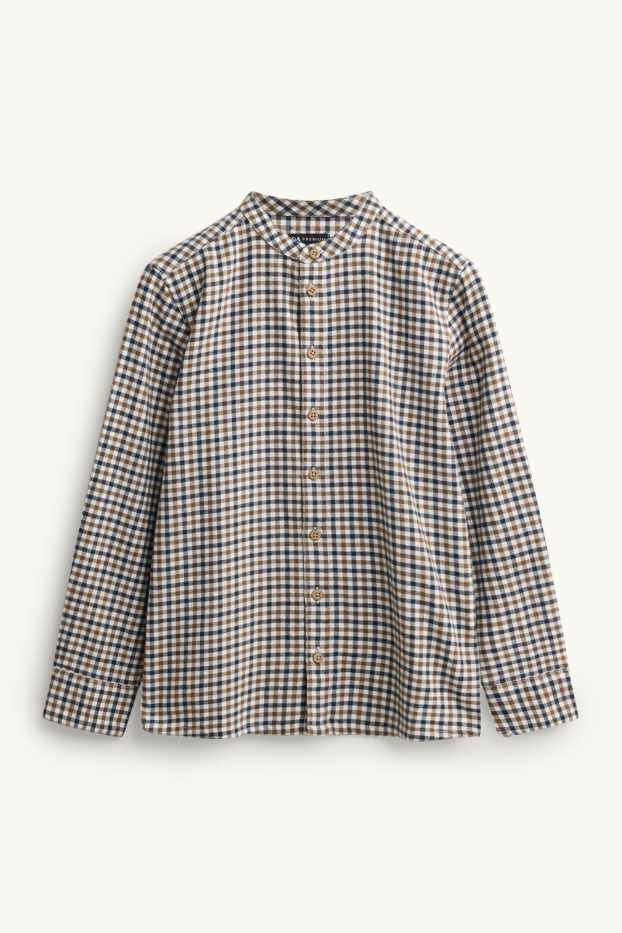 Children Boys - Shirt - check - brown / dark blue