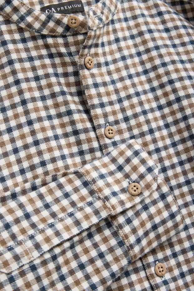 Children Boys - Shirt - check - brown / dark blue