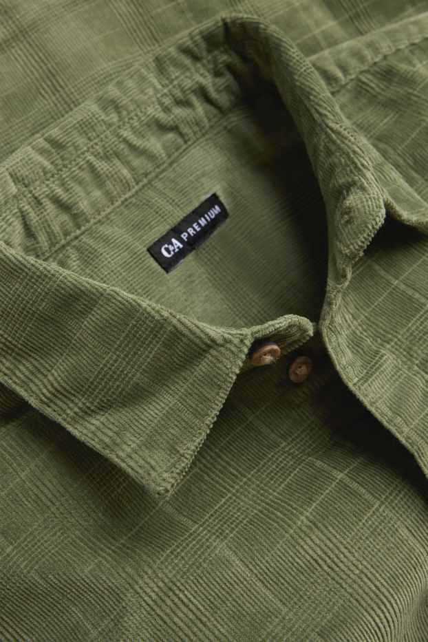 Children Boys - Corduroy shirt - check - green