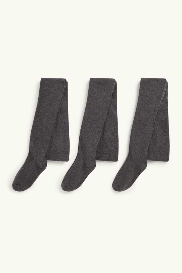 Children Girls - Multipack of 3 - tights - dark gray melange