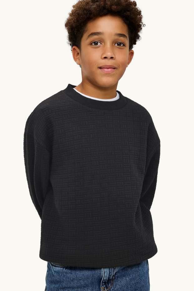 Children Boys - Sweatshirt - patterned - textured - black