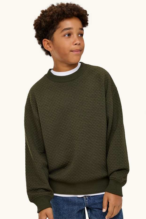 Children Boys - Sweatshirt - patterned - textured - dark green