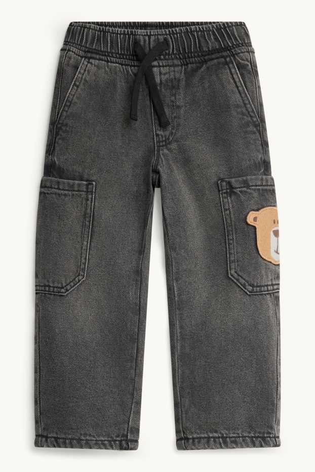 Children Boys - Teddy bear - relaxed jeans - thermal jeans - denim-dark gray