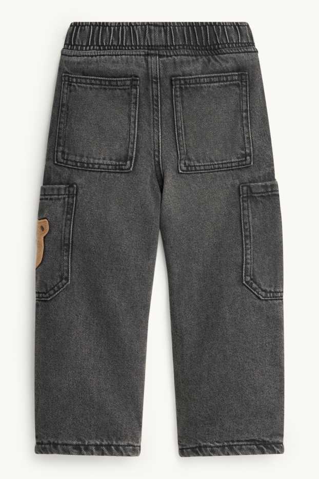 Children Boys - Teddy bear - relaxed jeans - thermal jeans - denim-dark gray