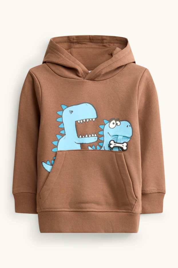 Children Boys - Dino and bone - hoodie - brown
