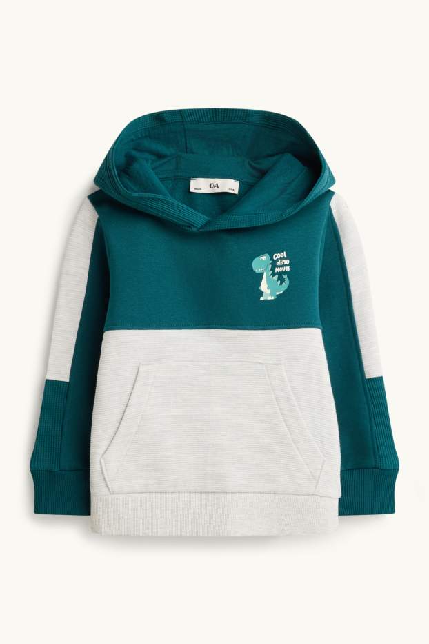 Children Boys - Dino - set - hoodie and joggers - ribbed - 2 piece - petrol