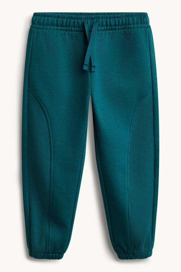 Children Boys - Dino - set - hoodie and joggers - ribbed - 2 piece - petrol