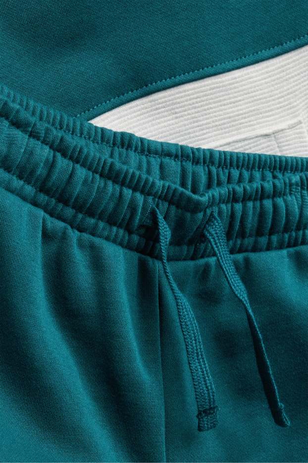 Children Boys - Dino - set - hoodie and joggers - ribbed - 2 piece - petrol