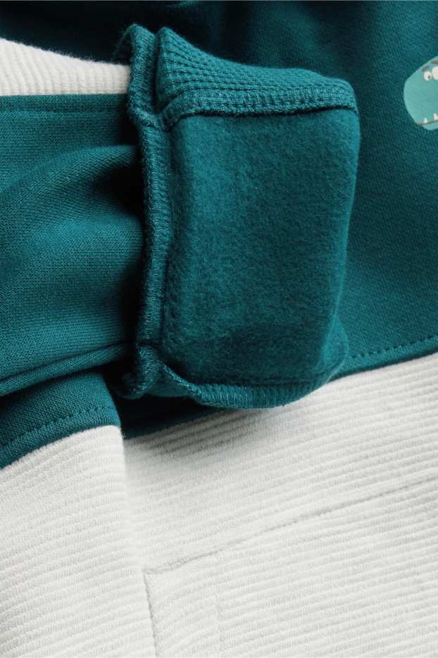 Children Boys - Dino - set - hoodie and joggers - ribbed - 2 piece - petrol