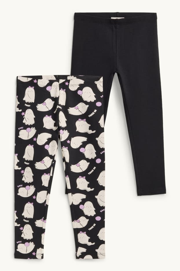 Multipack of 2 - Halloween - ghost - winter leggings - black / white