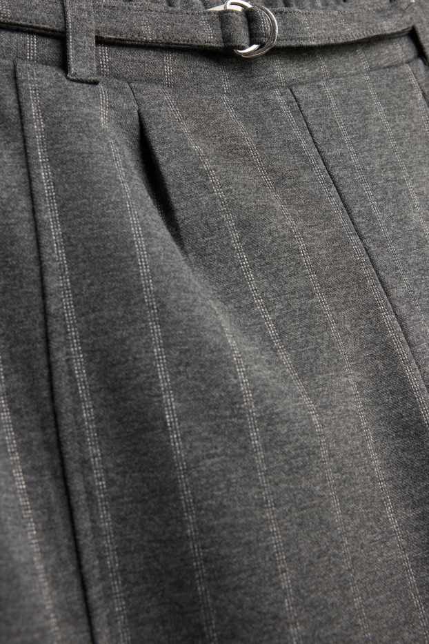 Children Girls - Cloth trousers with belt - pinstripes - dark gray melange