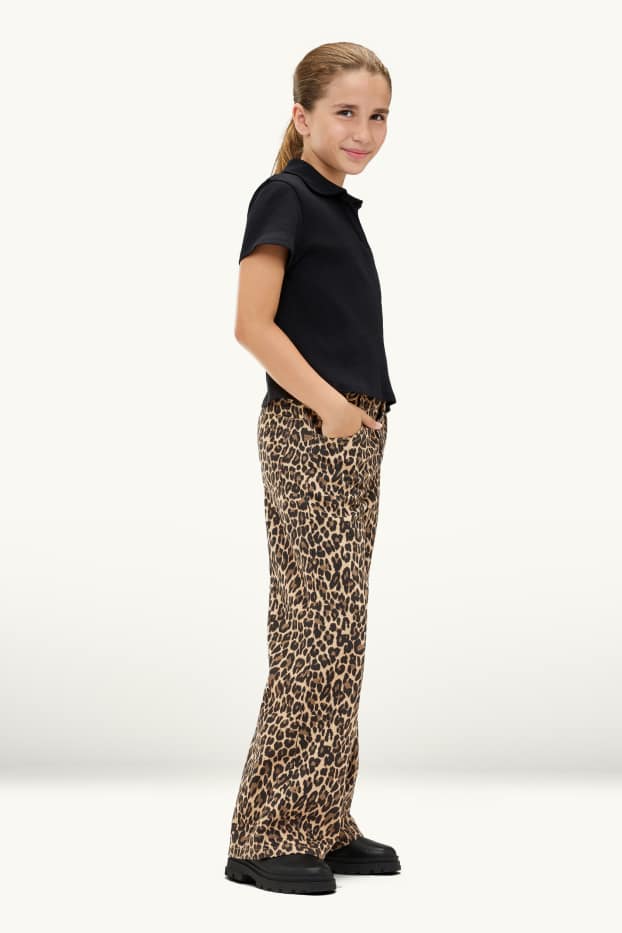 Children Girls - Wide leg jeans - patterned - brown
