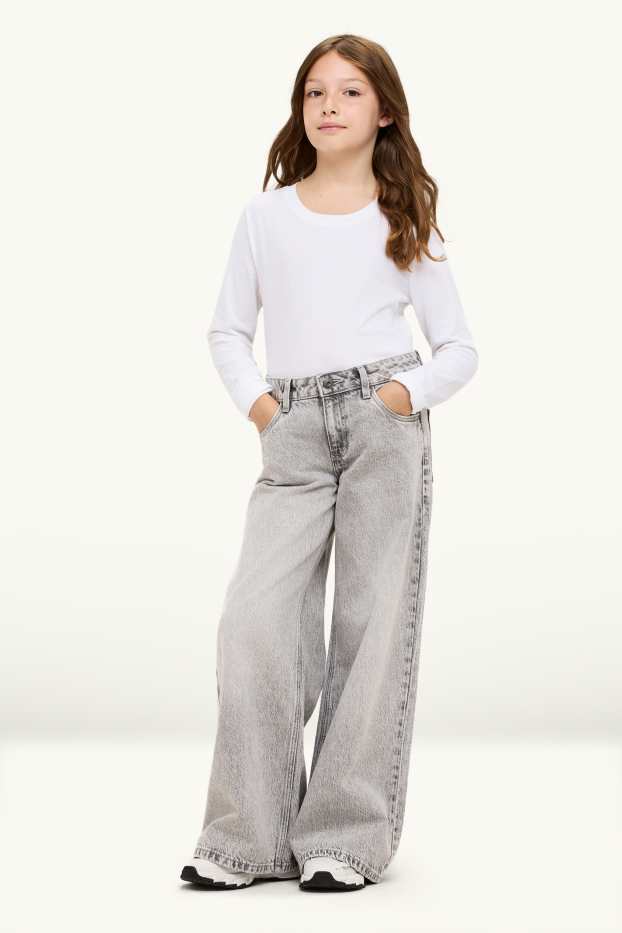 Children Girls - Wide leg jeans - denim-light gray