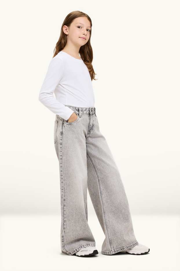 Children Girls - Wide leg jeans - denim-light gray