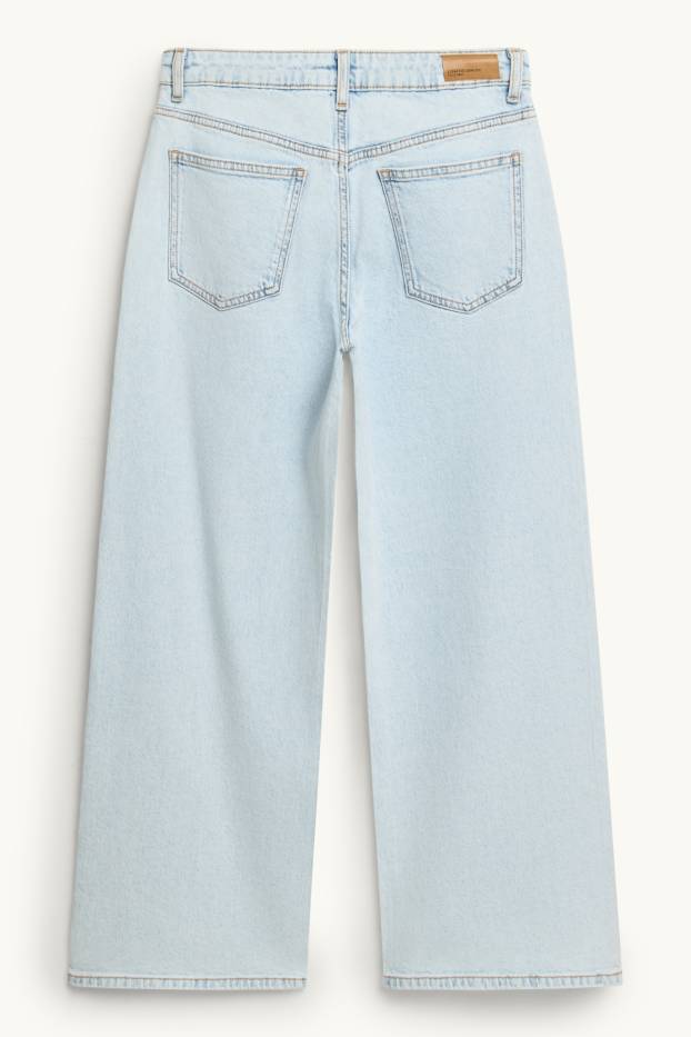 Children Girls - Star - wide leg jeans with rhinestones - denim-light blue