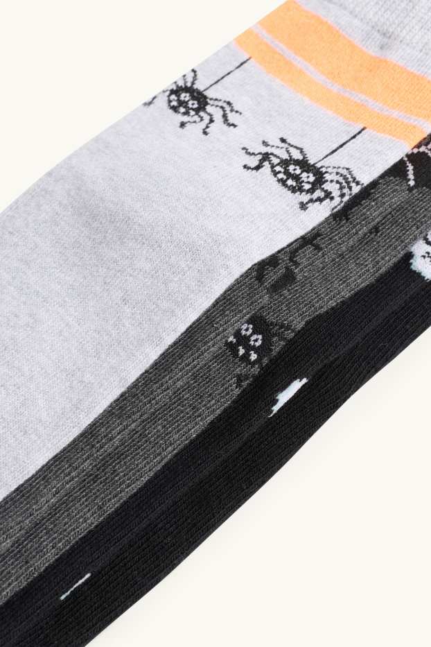 Multipack of 5 - Halloween - bat, spider - socks - gray / black
