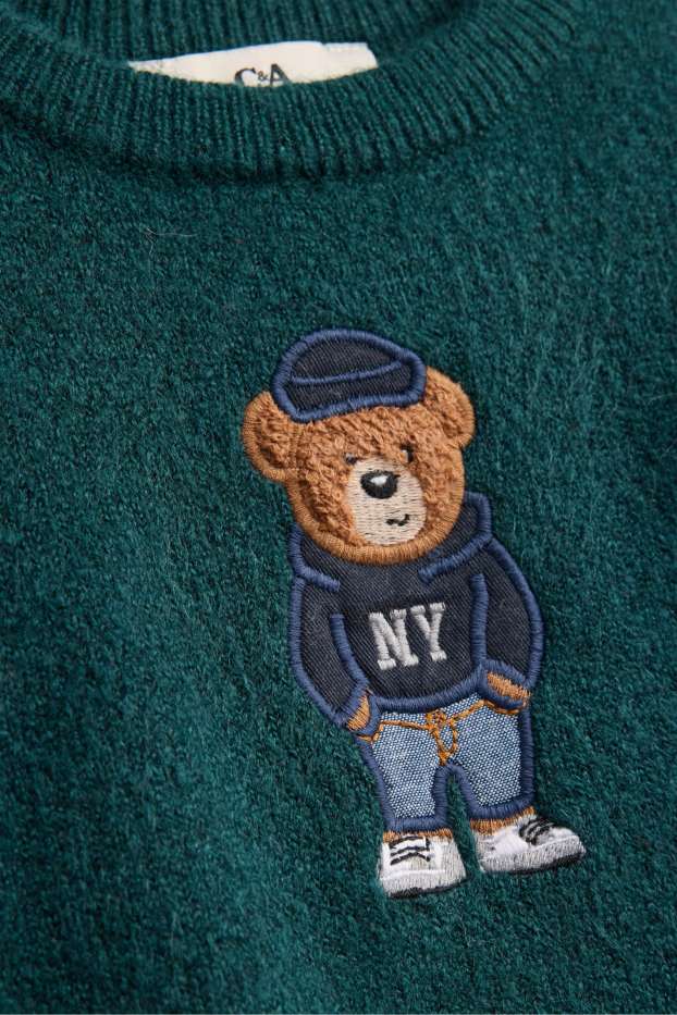 Children Boys - Teddy bear - jumper - dark green