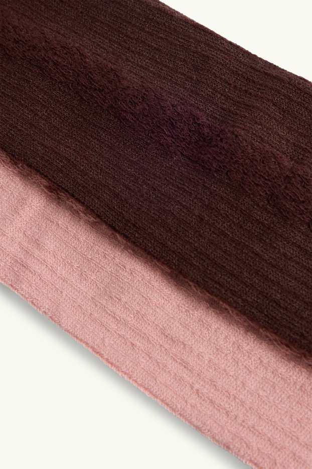 Children Girls - Multipack of 2 - tights - cable knit pattern - brown / rose