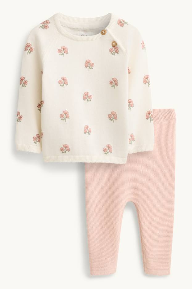 Baby Girls - Floral - baby outfit - 2 piece - white / rose
