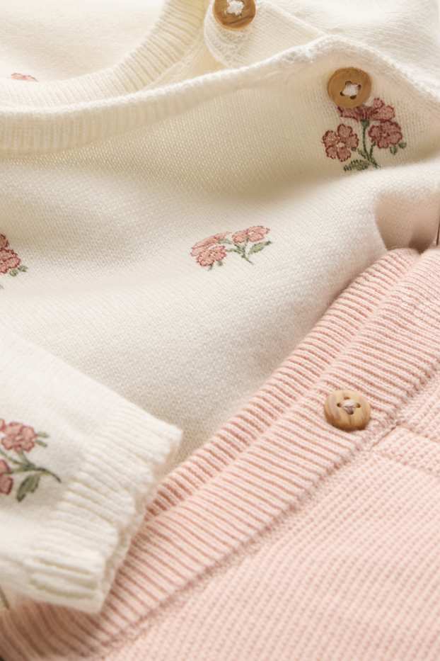 Baby Girls - Floral - baby outfit - 2 piece - white / rose