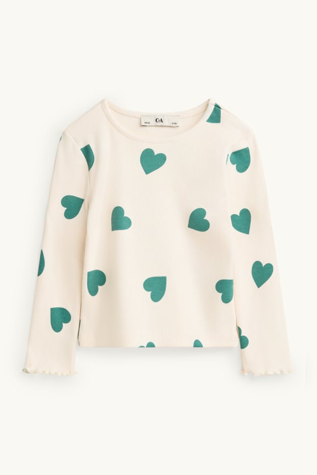 Children Girls - Heart - set - corduroy dress and long sleeve top - 2 piece - petrol