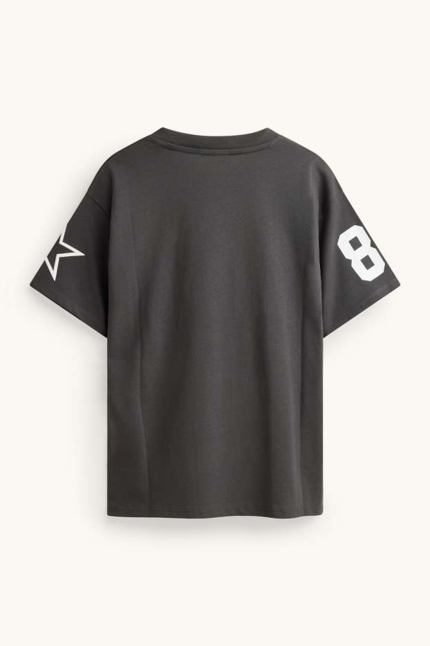 Children Girls - Chicago - short sleeve T-shirt - oversized - dark gray / white