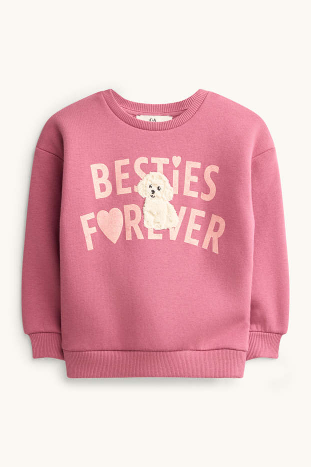 Children Girls - Dog - sweatshirt - shiny - pink