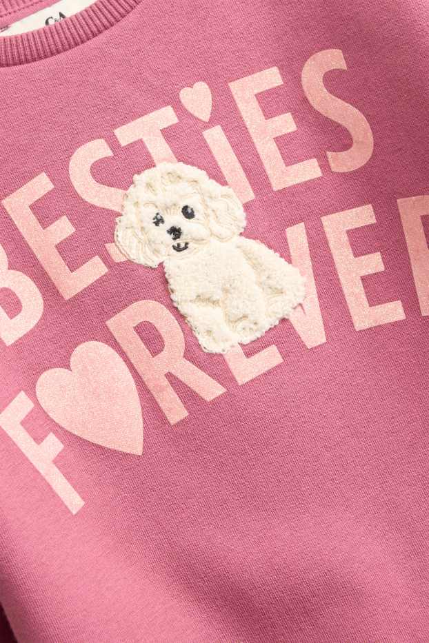 Children Girls - Dog - sweatshirt - shiny - pink