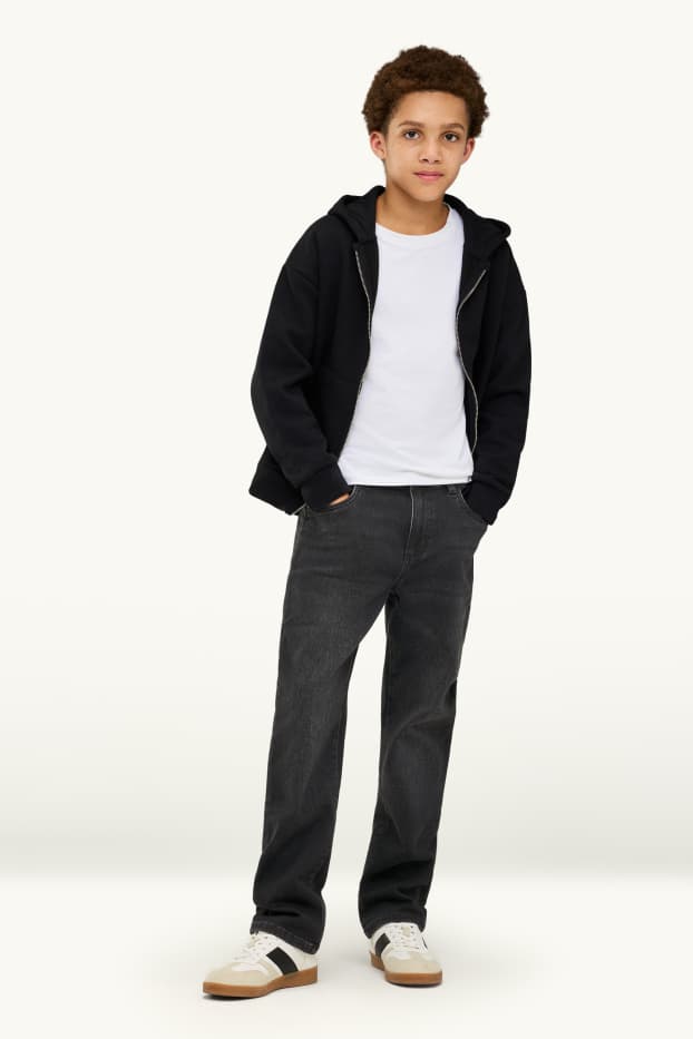Children Boys - Straight jeans - thermal jeans - extra-wide waistband - black