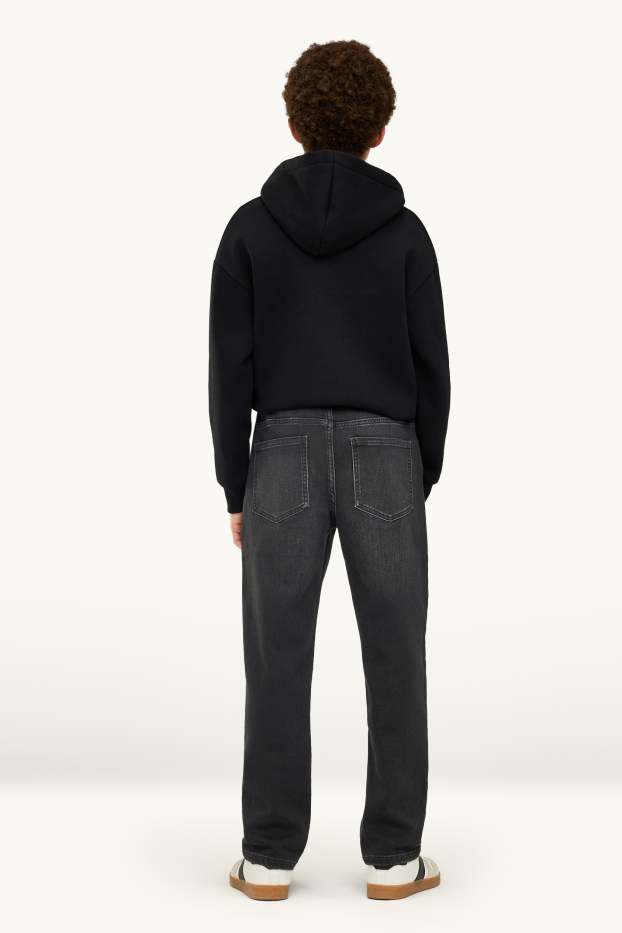 Children Boys - Straight jeans - thermal jeans - extra-wide waistband - black