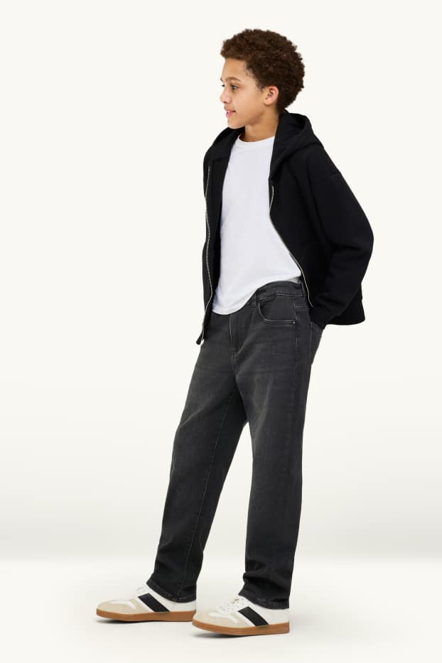 Children Boys - Straight jeans - thermal jeans - extra-wide waistband - black