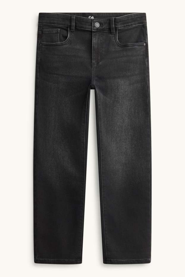 Children Boys - Straight jeans - thermal jeans - extra-wide waistband - black
