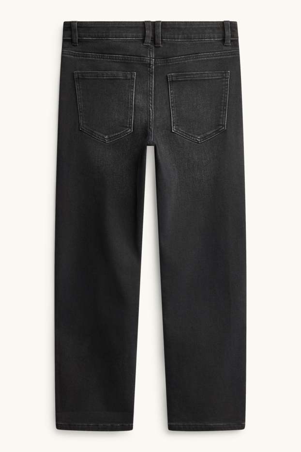 Children Boys - Straight jeans - thermal jeans - extra-wide waistband - black