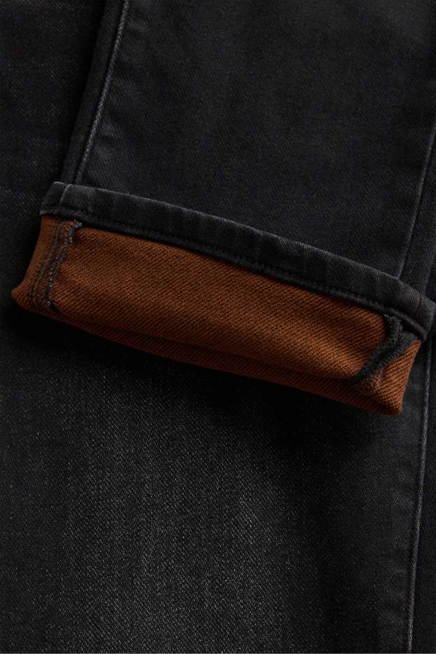 Children Boys - Straight jeans - thermal jeans - extra-wide waistband - black