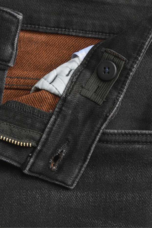 Children Boys - Straight jeans - thermal jeans - extra-wide waistband - black