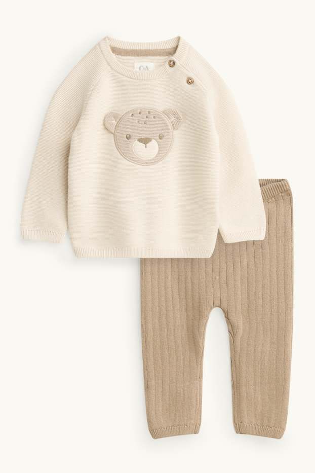 Baby Boys - Teddy bear - newborn outfit - 2-piece - beige / beige