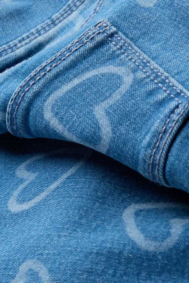 Children Girls - Heart - wide leg jeggings - blue denim