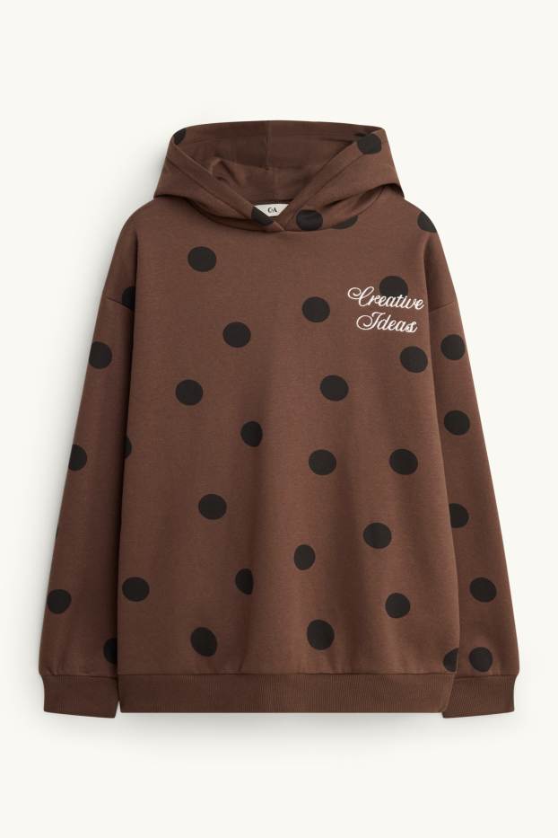 Children Girls - Set - hoodie and joggers - 2 piece - polka dot - brown