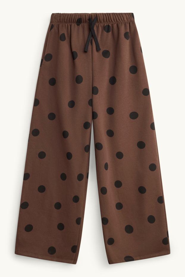 Children Girls - Set - hoodie and joggers - 2 piece - polka dot - brown